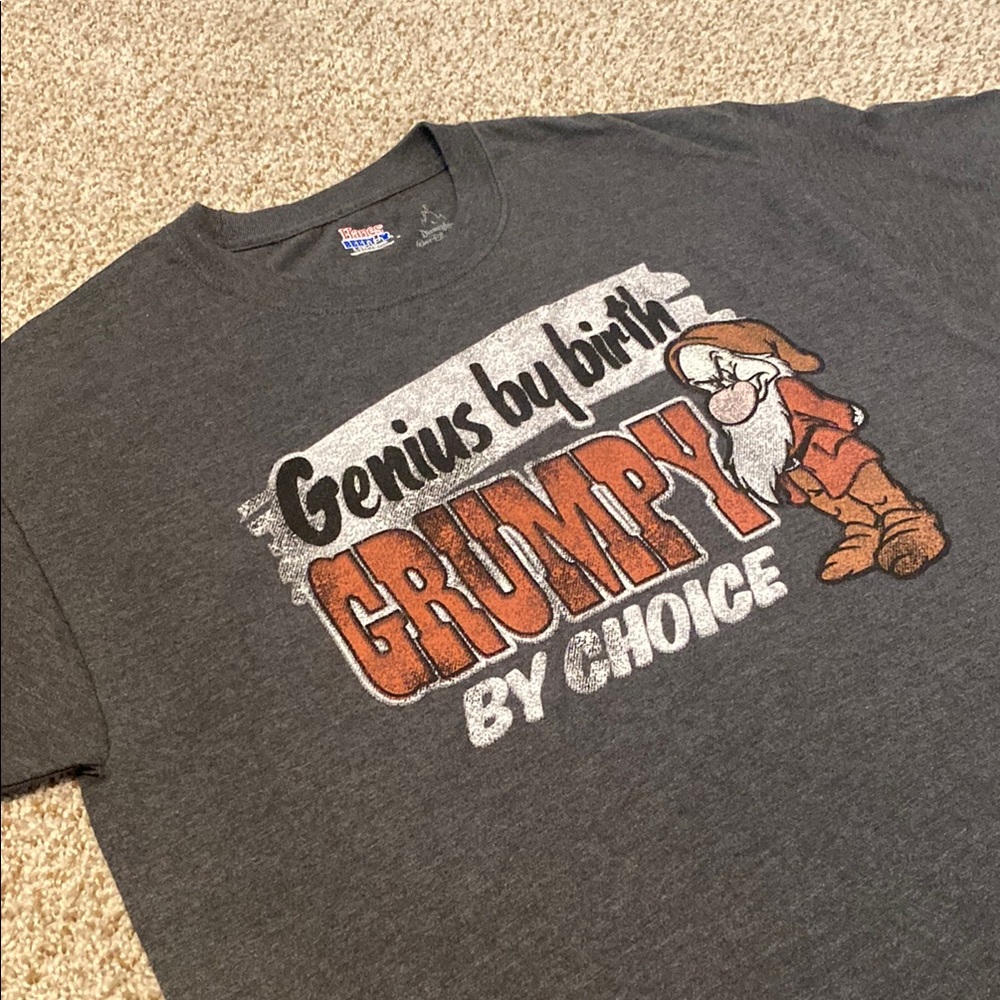 Hanes Beefy-T for Disney “Genius by Birth Grumpy by Choice” Graphic Men’s L Tee